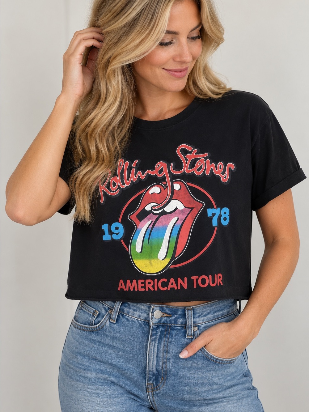The Rolling Stones 1978 American Tour Cropped Tee S NWOT